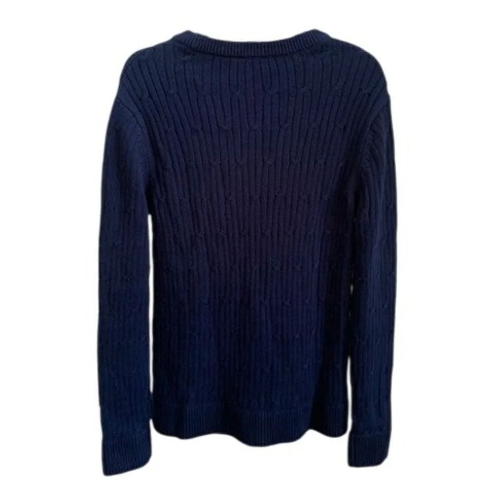 EXPRESS Navy Blue Cable Knit Crew Neck Sweater Men's Medium Cotton